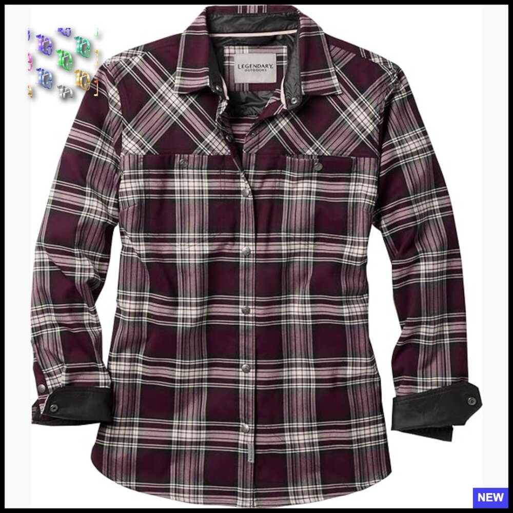 Performance Flannel Button Down Shirt Relaxed Fit… - image 1